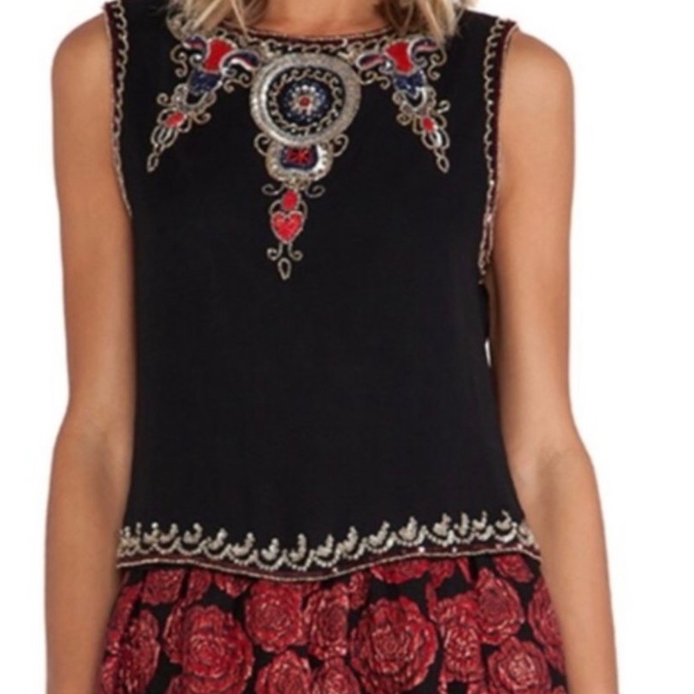 Alice + Olivia Silk Sequin Beaded Tank Blouse